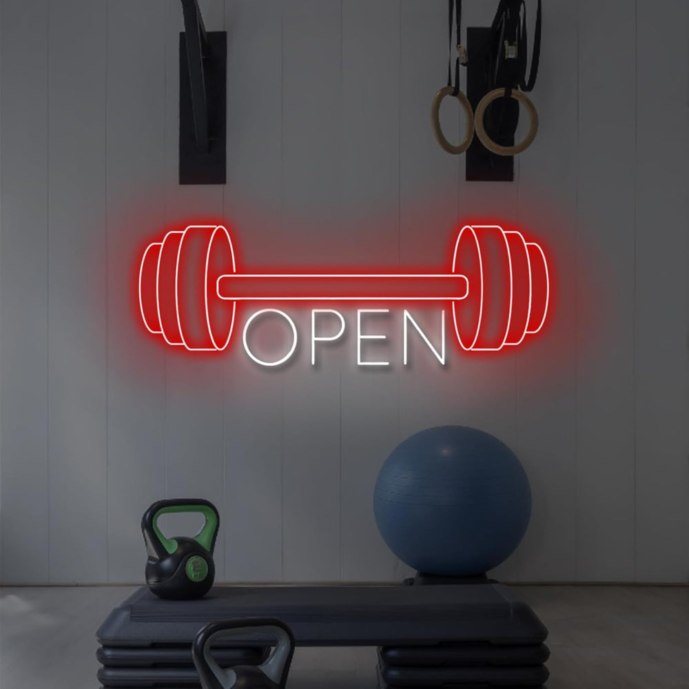 Gym Open LED Neon Sign by LEDNeons - Vibrant LED Neon Sign signaling gym is open