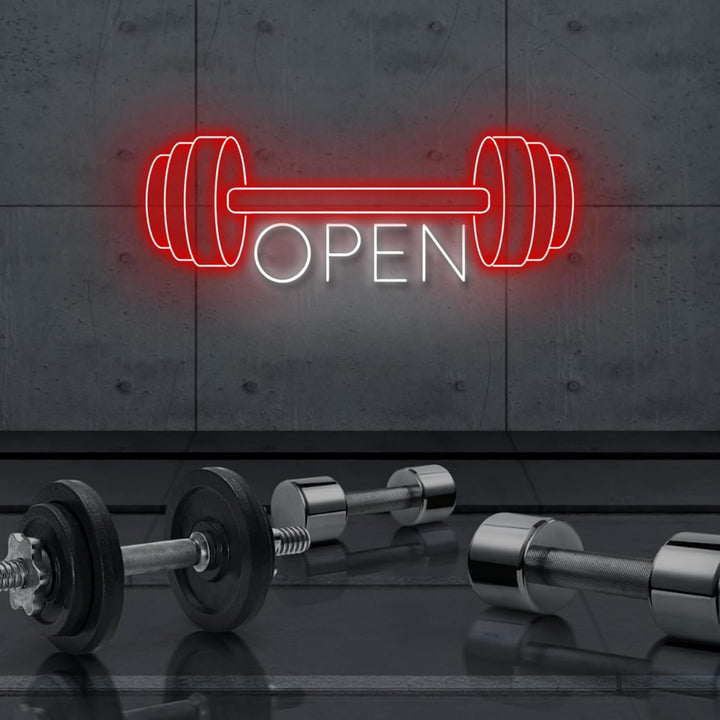 Gym Open LED Neon Sign by LEDNeons - Vibrant LED Neon Sign signaling gym is open
