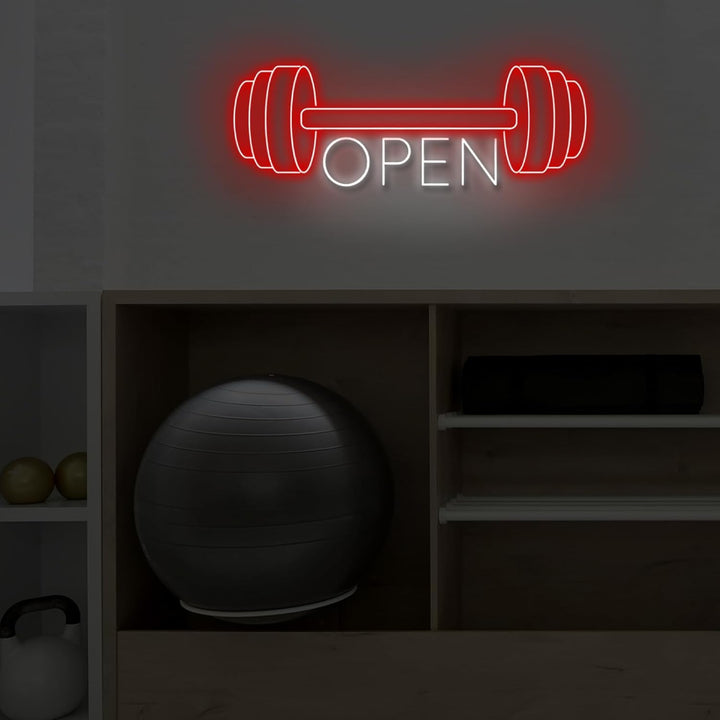 Gym Open LED Neon Sign by LEDNeons - Vibrant LED Neon Sign signaling gym is open
