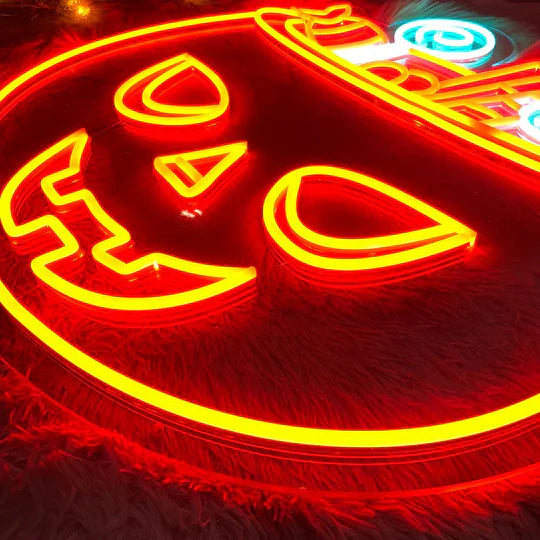 Candies Pumpkin Holiday Halloween LED Neon Sign by LEDNeons - playful light-up décor for Halloween celebrations.
