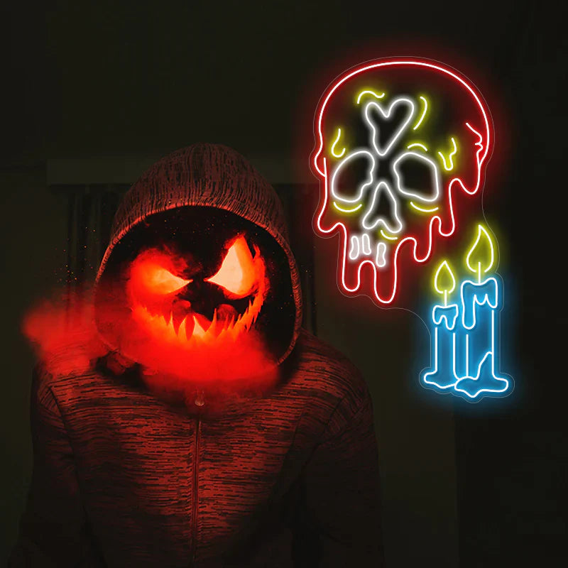 Decoration Skull Halloween LED Neon Sign by LEDNeons - spooky wall art for Halloween décor and photo backdrops