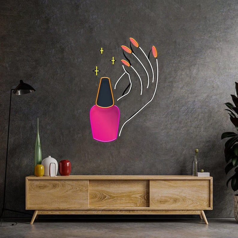 Hand Care UV Art LED Neon Sign in pink and white color by LEDNeons