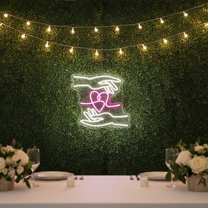 Hand of Love Wedding LED Neon Sign by LEDNeons - Stylish LED Neon sign, modern decoration for wedding photo booths and receptions.