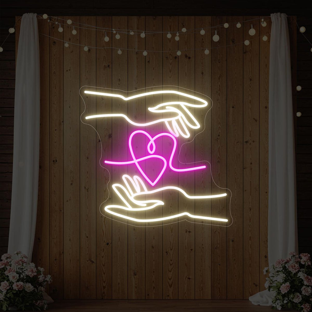 Hand of Love Wedding LED Neon Sign by LEDNeons - Stylish LED Neon sign, modern decoration for wedding photo booths and receptions.