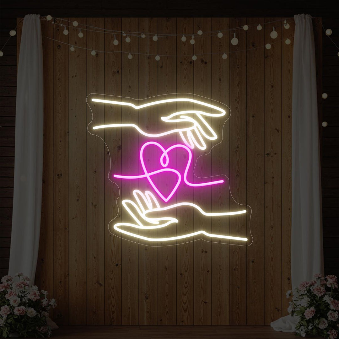 Hand of Love Wedding LED Neon Sign by LEDNeons - Stylish LED Neon sign, modern decoration for wedding photo booths and receptions.