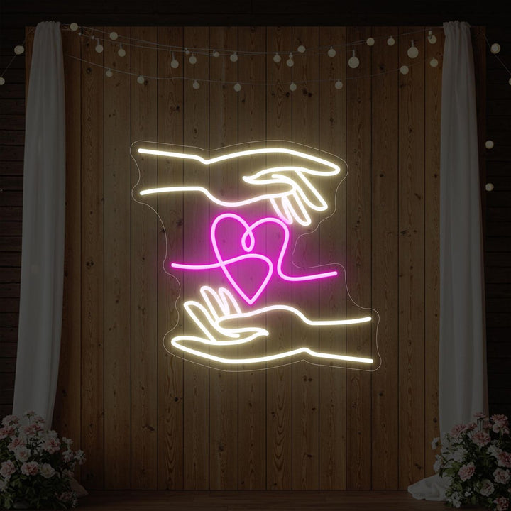 Hand of Love Wedding LED Neon Sign by LEDNeons - Stylish LED Neon sign, modern decoration for wedding photo booths and receptions.
