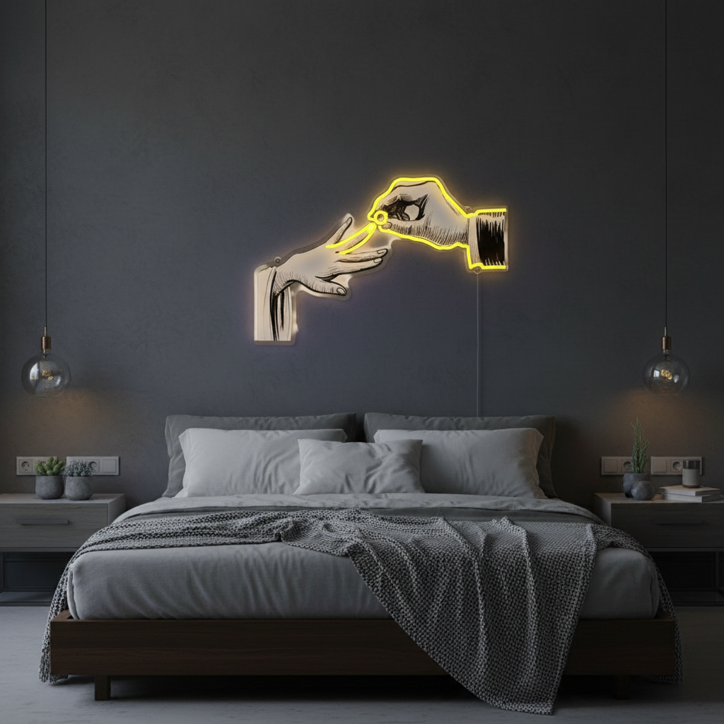 Hands and Ring UV Light by LEDNeons – elegant glowing design featuring hands holding a ring