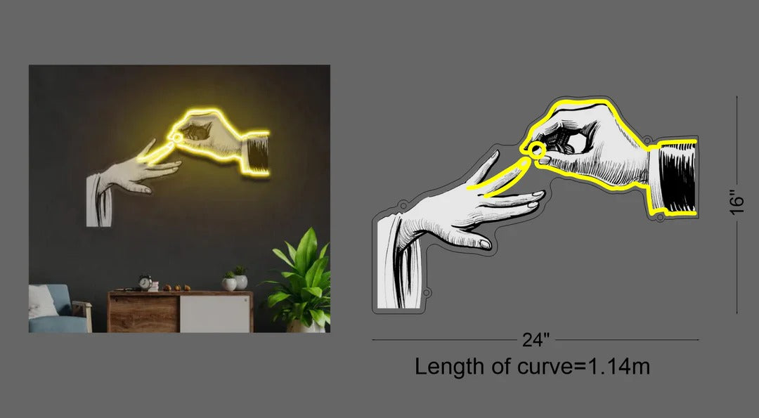 Hands and Ring UV Light by LEDNeons – elegant glowing design featuring hands holding a ring- Dimensions