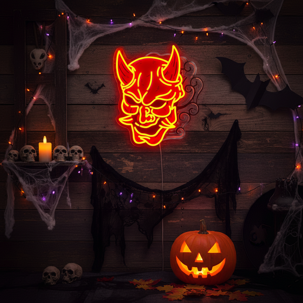 Hannya Mask Halloween LED Neon Sign by LEDNeons 