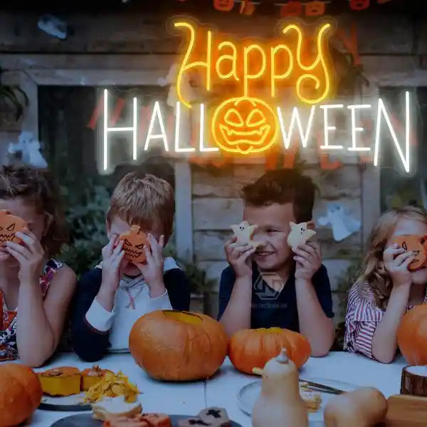 Happy Pumpkin Halloween LED Neon Sign by LEDNeons - adding a festive touch to Halloween celebrations
