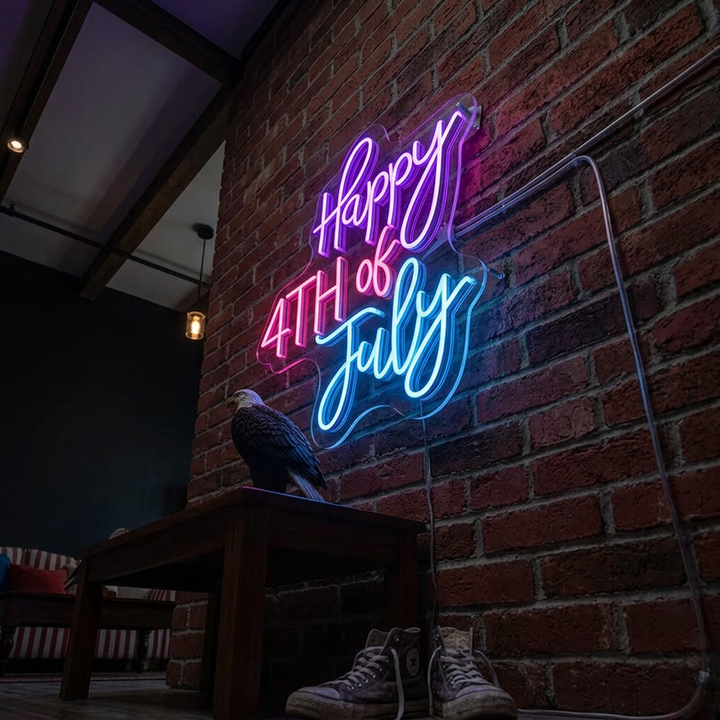 Patriotic Happy 4th of July LED Neon Sign