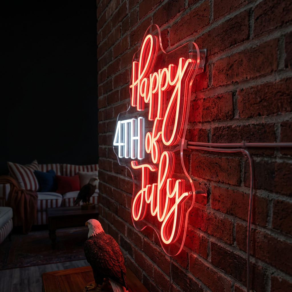 Patriotic Happy 4th of July LED Neon Sign