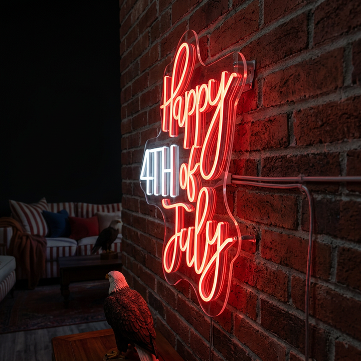 Patriotic Happy 4th of July LED Neon Sign