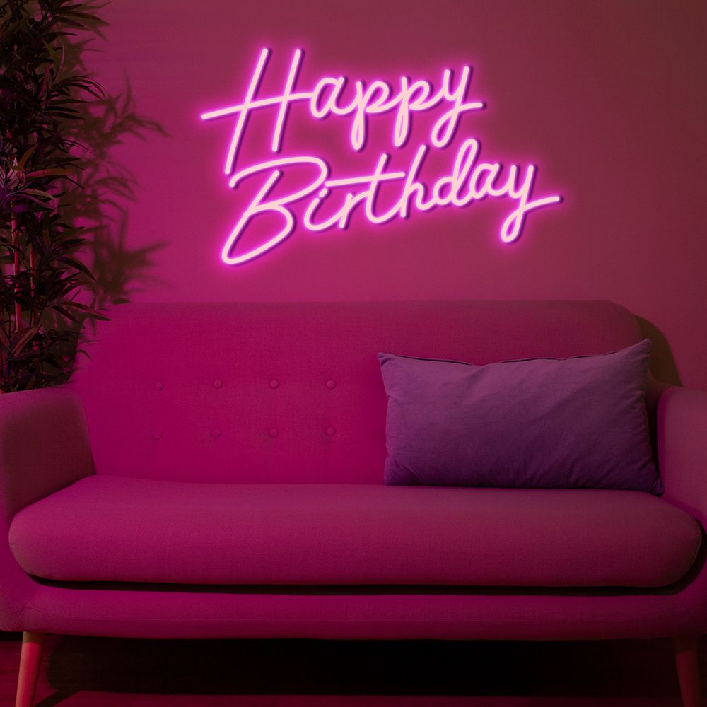 Happy Birthday Neon sign by LEDNeons Celebrate your day with this glowing neon sign.