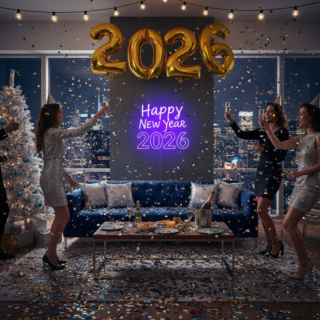 Happy New Year 2026 LED Neon Sign by LEDNeons — glowing festive sign perfect for New Year parties