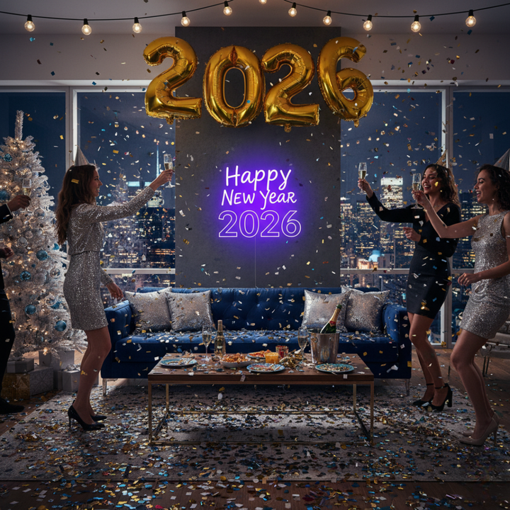 Happy New Year 2026 LED Neon Sign by LEDNeons — glowing festive sign perfect for New Year parties