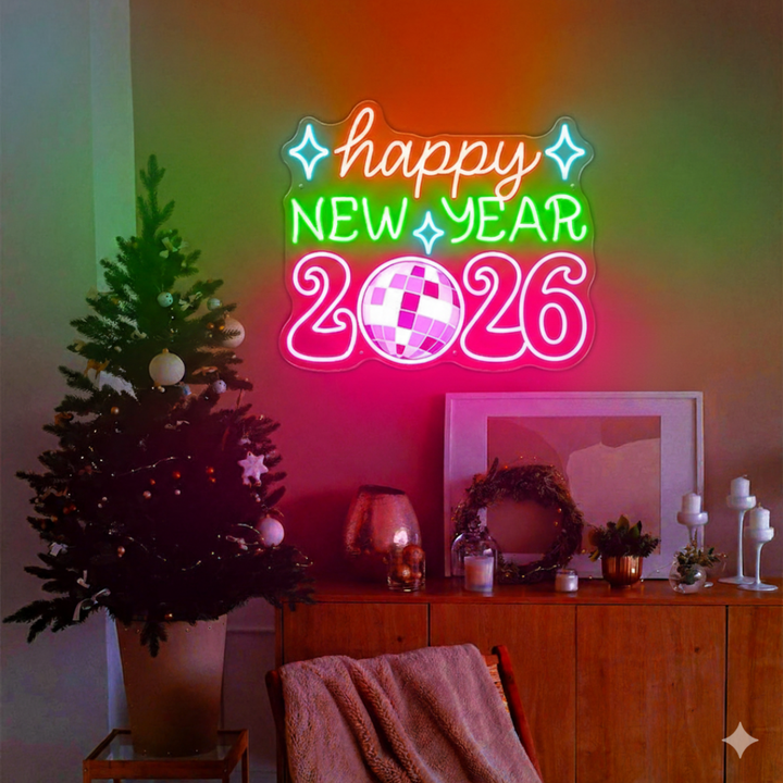 Happy New Year 2026 Neon Sign by LEDNeons – Bright festive LED light for party and event décor