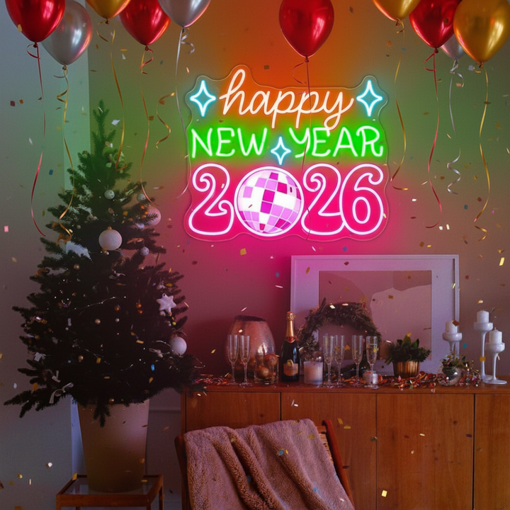 Happy New Year 2026 Neon Sign by LEDNeons – Bright festive LED light for party and event décor