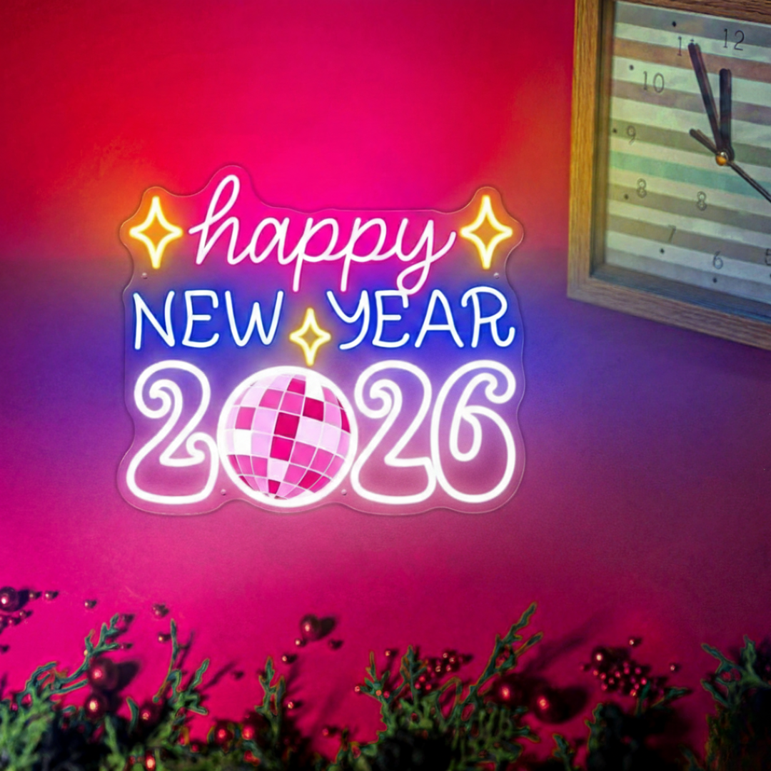 Happy New Year 2026 Neon Sign by LEDNeons – Bright festive LED light for party and event décor