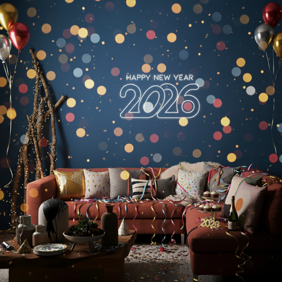 Happy New Year 2026 LED Neon Sign by LEDNeons – Bright festive décor for parties and celebrations