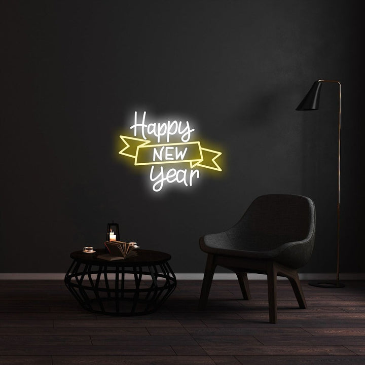 Happy New Year Banner Neon Sign by LEDNeons – Bright LED festive décor for New Year celebrations and parties