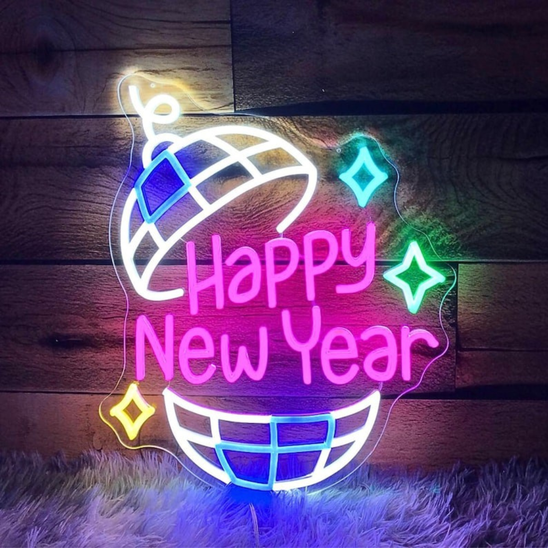 Happy New Year LED Neon Sign by LEDNeons glowing in festive lights perfect for New Year celebrations 