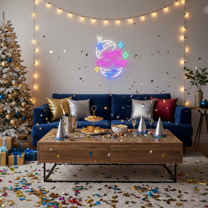 Happy New Year LED Neon Sign by LEDNeons glowing in festive lights perfect for New Year celebrations 