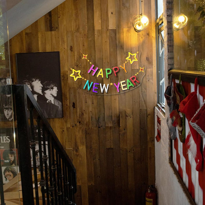 Happy New Year Neon Sign in Multi Color by LEDNeons – Vibrant festive LED wall décor for New Year celebrations