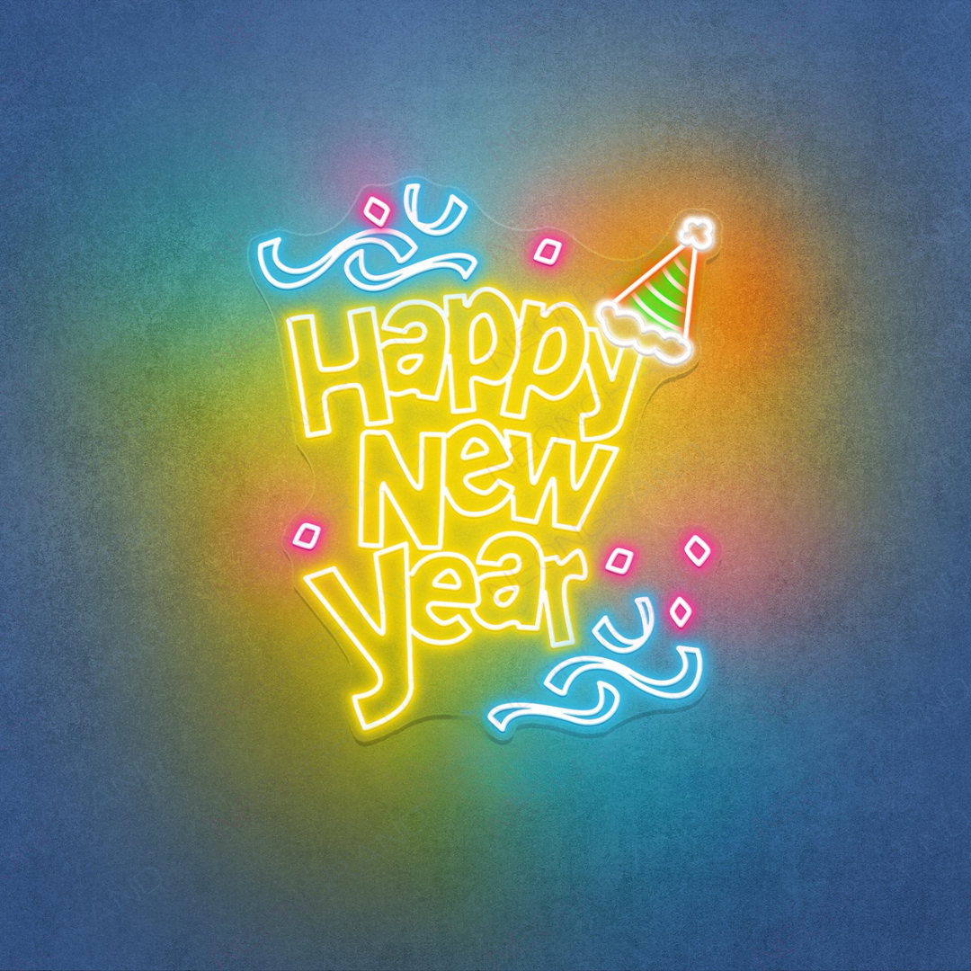 Happy New Year LED Neon Sign by LEDNeons - glowing in festive lights perfect for New Year celebrations.
