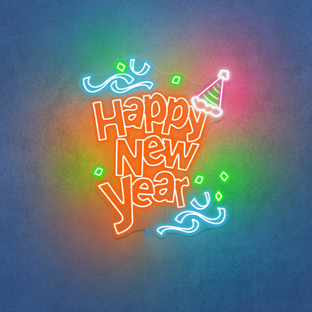 Happy New Year LED Neon Sign by LEDNeons - glowing in festive lights perfect for New Year celebrations.