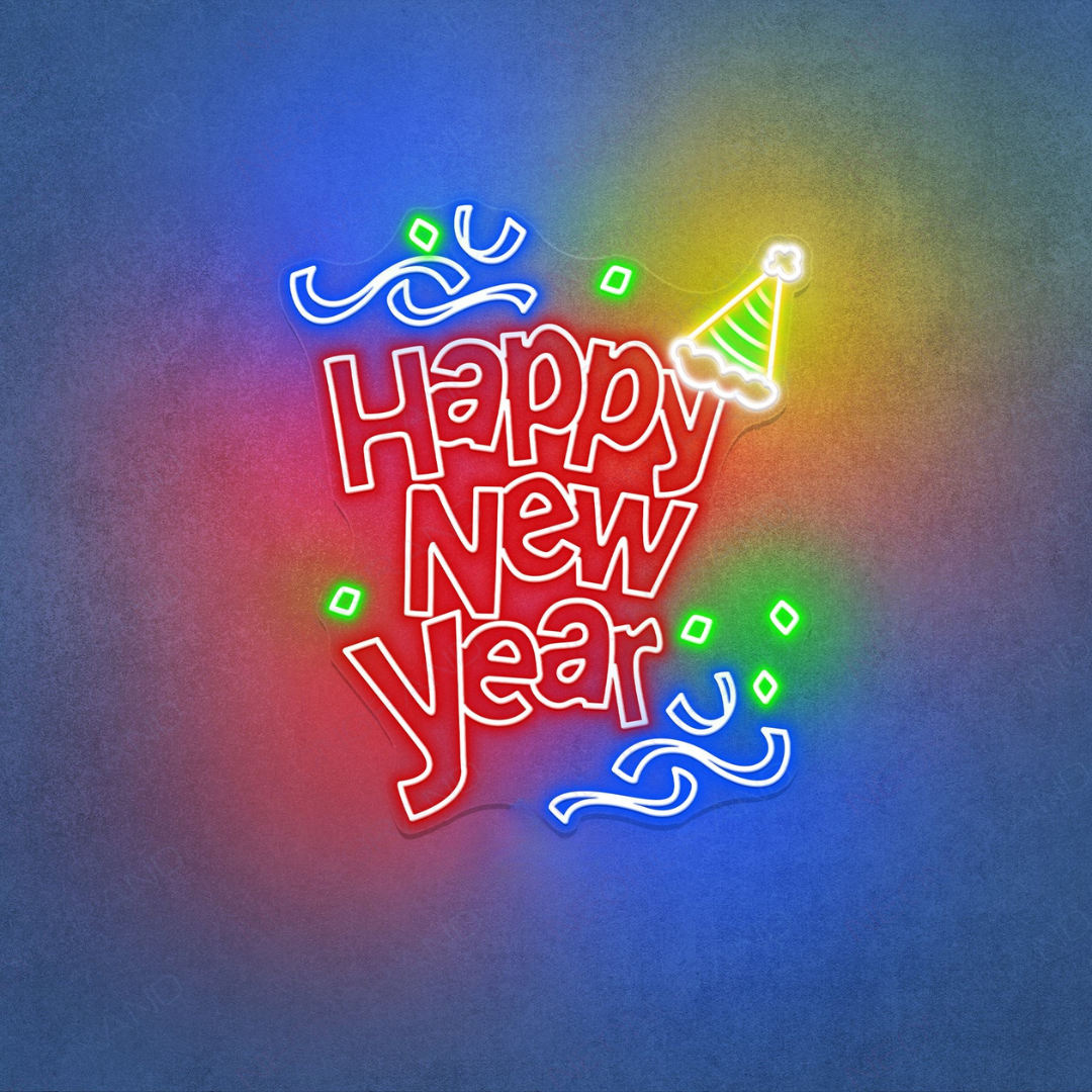 Happy New Year LED Neon Sign by LEDNeons - glowing in festive lights perfect for New Year celebrations.