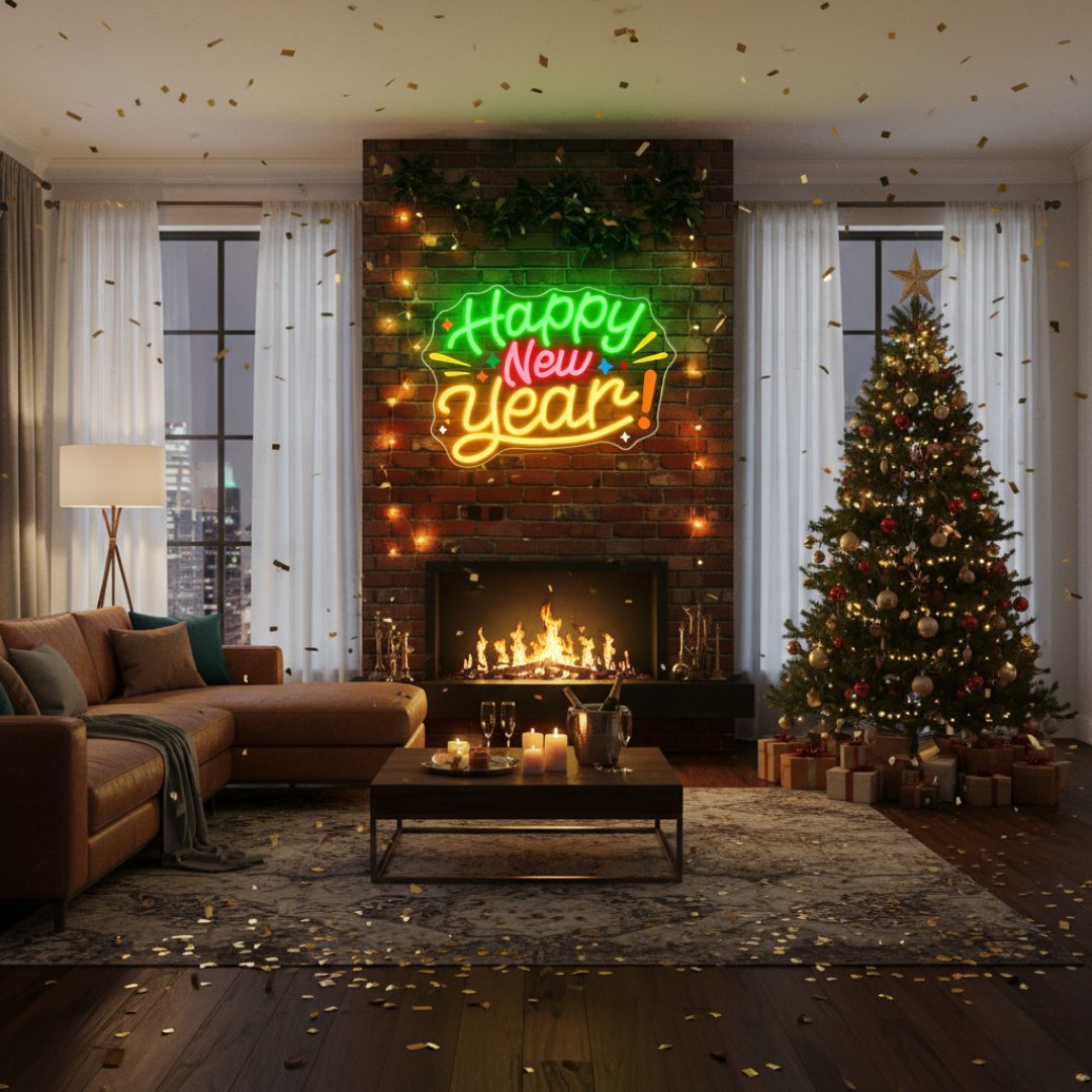 Happy New Year Neon Sign by LEDNeons – Bright festive LED light for parties, events, and New Year celebrations