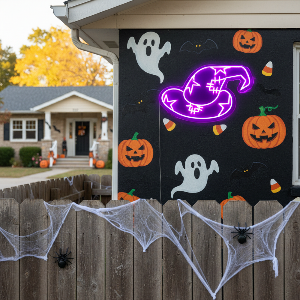 Hats Holiday Halloween LED Neon Sign by LEDNeons - unique wall decoration for Halloween night and themed parties
