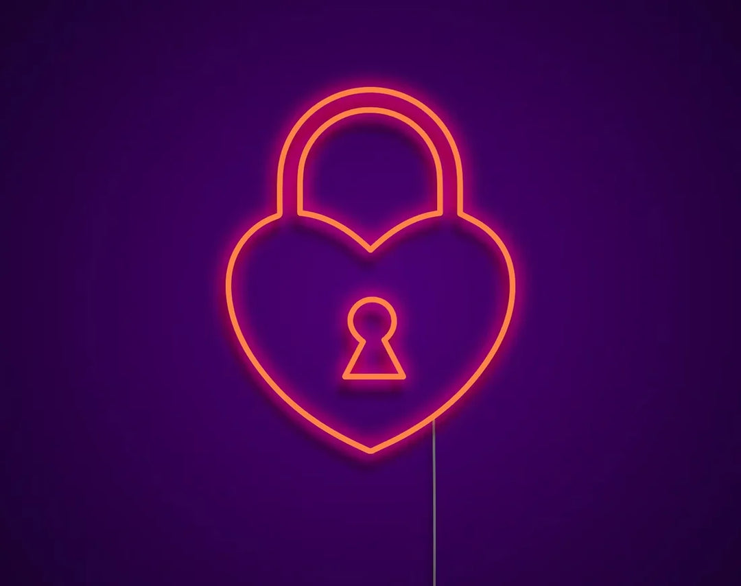Heart Lock Valentine's Day Neon Sign by LEDNeons - ideal for romantic gifts, proposals, and date nights