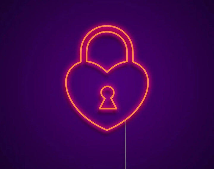 Heart Lock Valentine's Day Neon Sign by LEDNeons - ideal for romantic gifts, proposals, and date nights