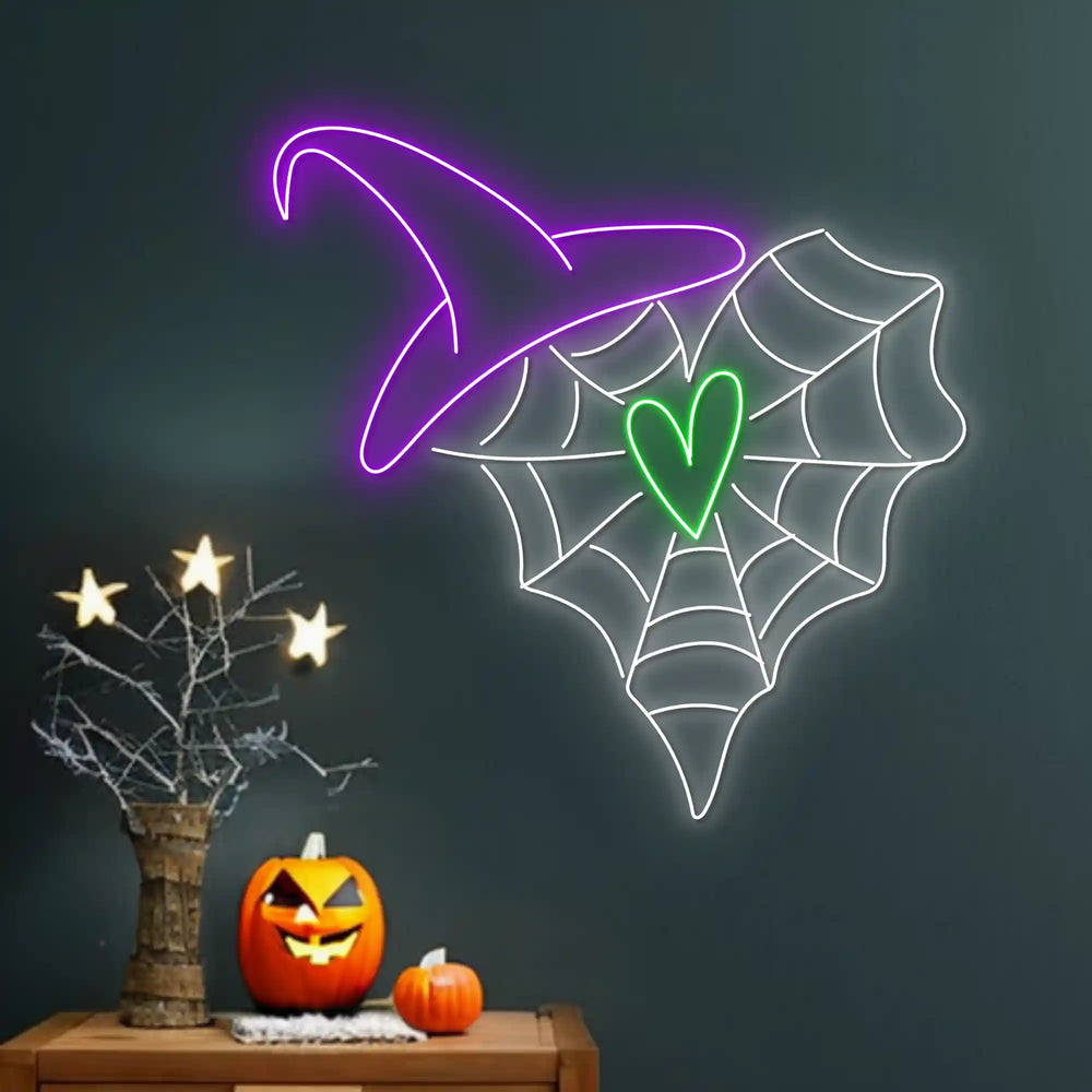 Heart Spider Web Halloween LED Neon Sign by LEDNeons