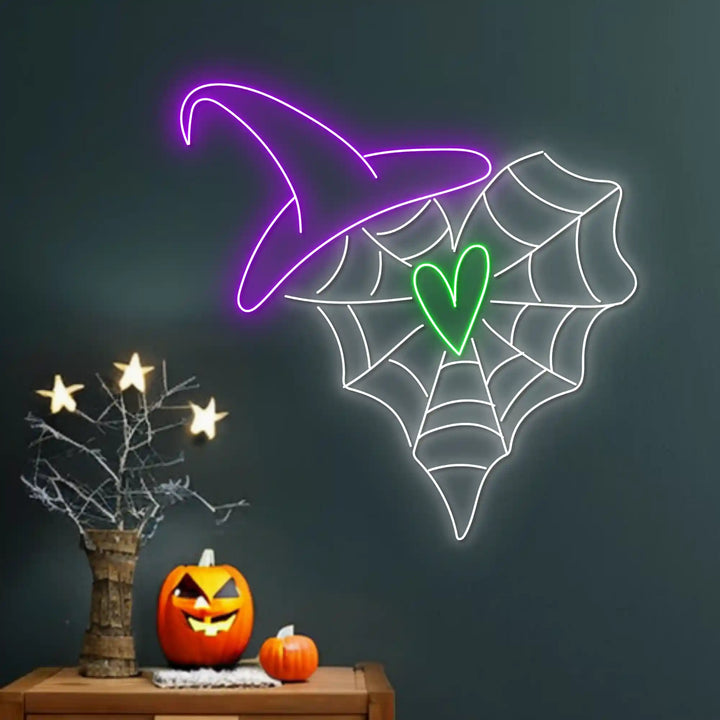 Heart Spider Web Halloween LED Neon Sign by LEDNeons