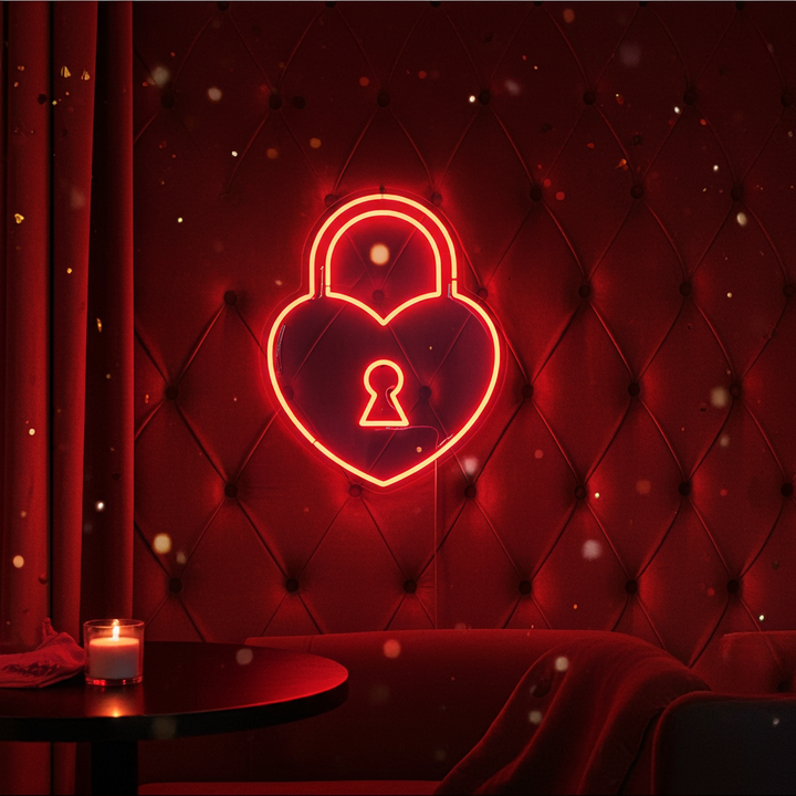 Heart Lock Valentine's Day Neon Sign by LEDNeons - ideal for romantic gifts, proposals, and date nights