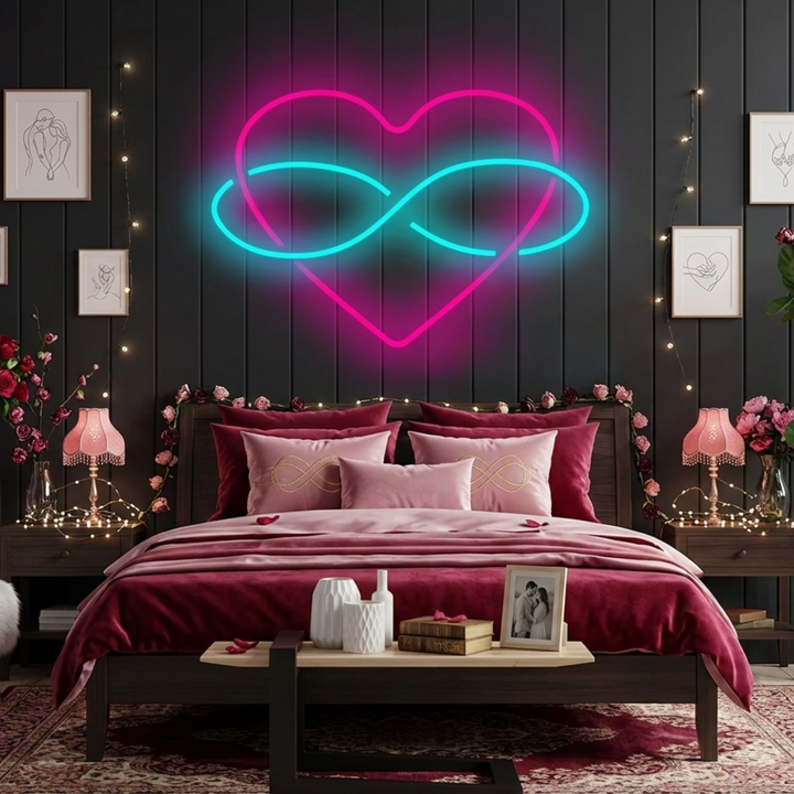 Heart Sign with Infinity Valentine's Day LED Neon Sign by LEDNeons - great for couples and love-inspired spaces.