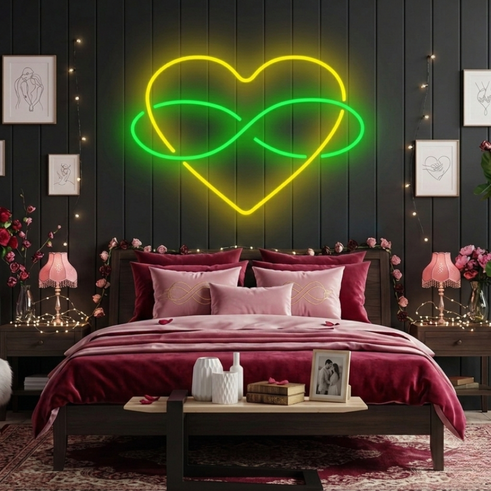 Heart Sign with Infinity Valentine's Day LED Neon Sign by LEDNeons - great for couples and love-inspired spaces.