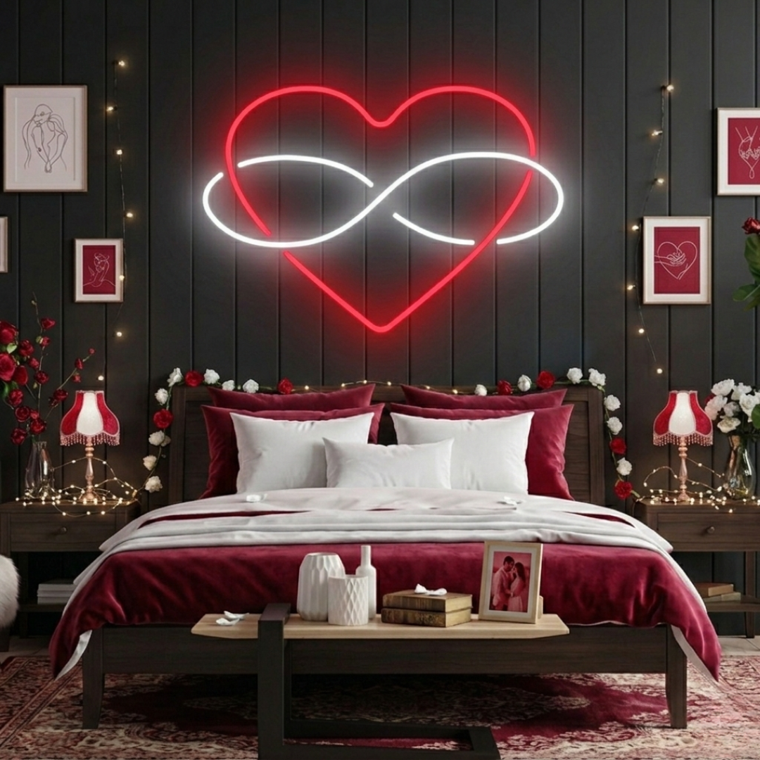 Heart Sign with Infinity Valentine's Day LED Neon Sign by LEDNeons - great for couples and love-inspired spaces.