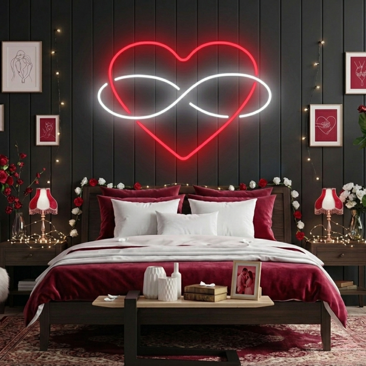 Heart Sign with Infinity Valentine's Day LED Neon Sign by LEDNeons - great for couples and love-inspired spaces.