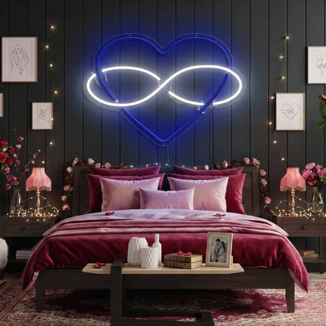 Heart Sign with Infinity Valentine's Day LED Neon Sign by LEDNeons - great for couples and love-inspired spaces.