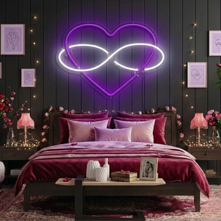 Heart Sign with Infinity Valentine's Day LED Neon Sign by LEDNeons - great for couples and love-inspired spaces.
