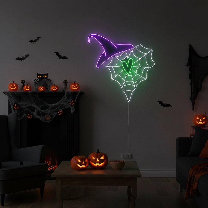Heart Spider Web Halloween LED Neon Sign by LEDNeons