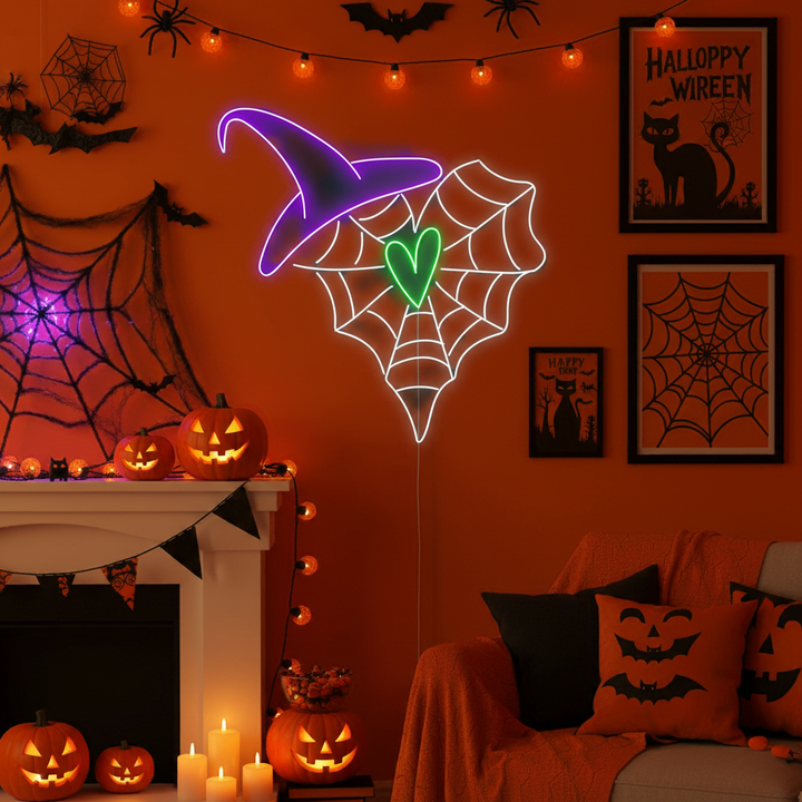 Heart Spider Web Halloween LED Neon Sign by LEDNeons