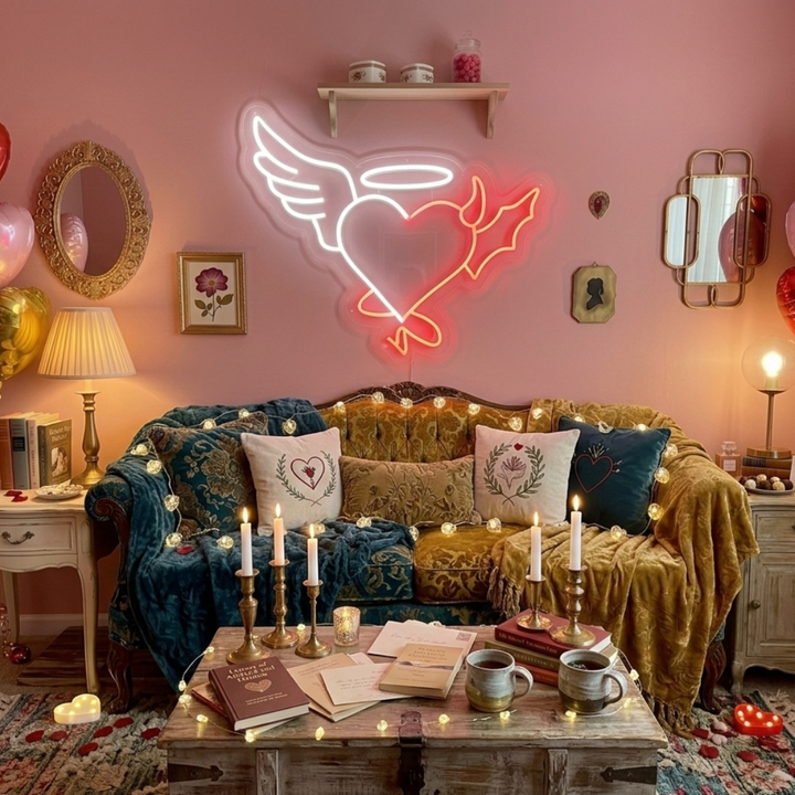 Heart Wings Valentine's Day Neon Sign by LEDNeons - adding warmth and love to any setting