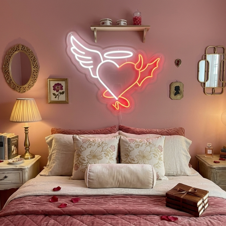 Heart Wings Valentine's Day Neon Sign by LEDNeons - adding warmth and love to any setting