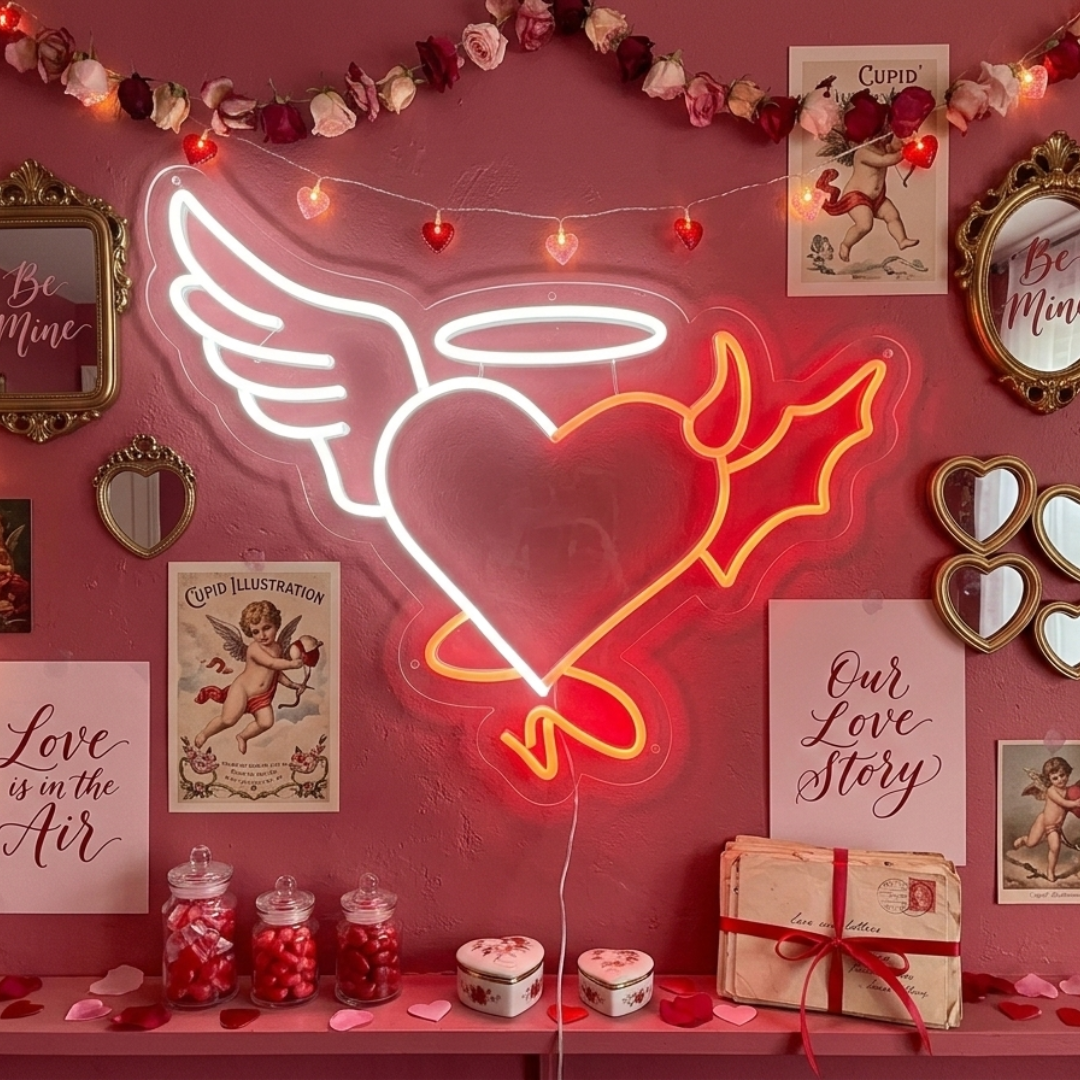 Heart Wings Valentine's Day Neon Sign by LEDNeons - adding warmth and love to any setting