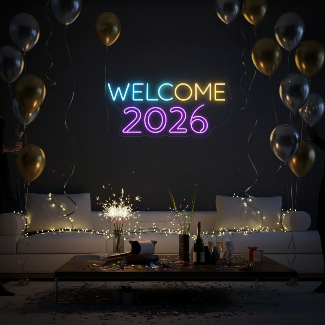 Hello 2026 LED Neon Sign by LEDNeons – New Year Party LED Wall Light Décor